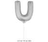 ballon lettre u en aluminium avec bâton 41cm argent