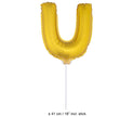 ballon lettre u en aluminium avec bâton 41cm or