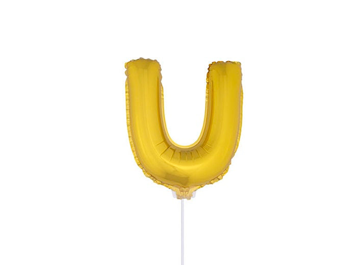 ballon lettre u en aluminium avec bâton 41cm or