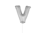 ballon lettre v en aluminium avec bâton 41cm argent