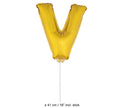 ballon lettre v en aluminium avec bâton 41cm or