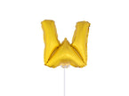 ballon lettre w en aluminium avec bâton 41cm or
