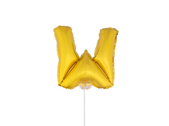 ballon lettre w en aluminium avec bâton 41cm or