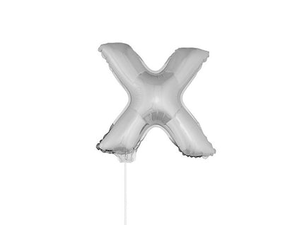 ballon lettre x en aluminium avec bâton 41cm argent