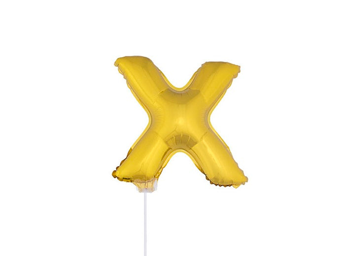 ballon lettre x en aluminium avec bâton 41cm or