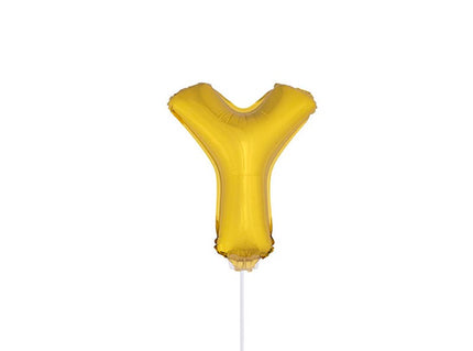 ballon lettre y en aluminium avec bâton 41cm or