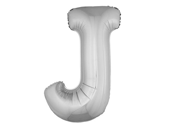 ballon lettre j en aluminium 1m argent