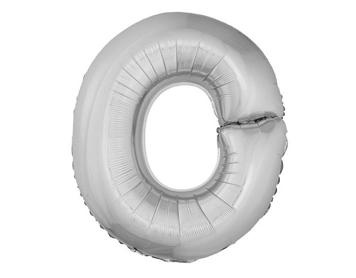 ballon lettre o en aluminium 1m argent