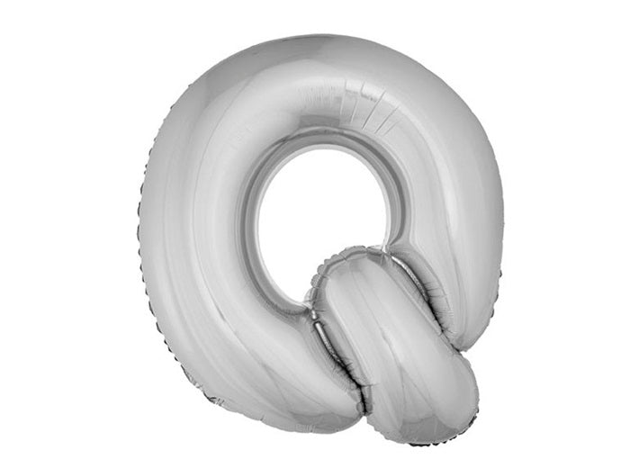 ballon lettre q en aluminium 1m argent
