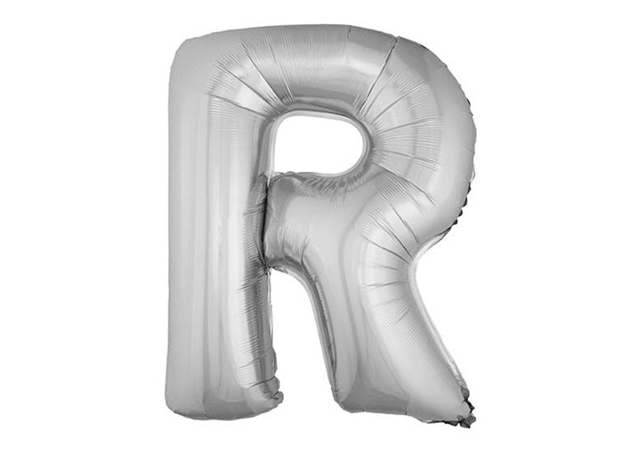 ballon lettre r en aluminium 1m argent