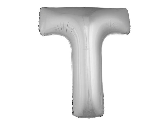 ballon lettre t en aluminium 1m argent