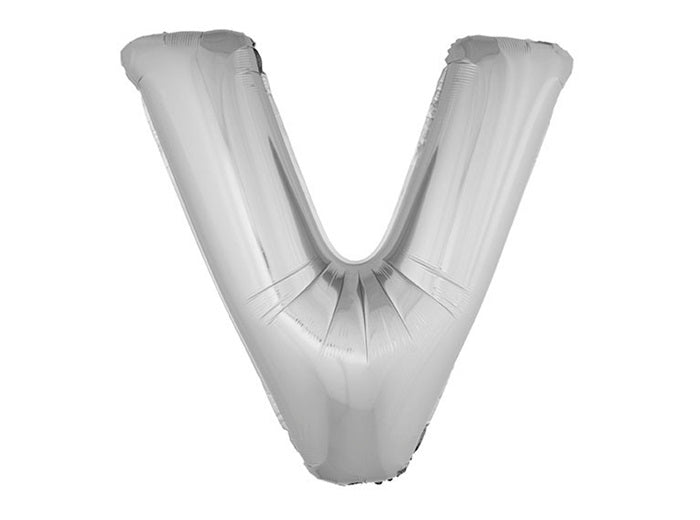 ballon lettre v en aluminium 1m argent