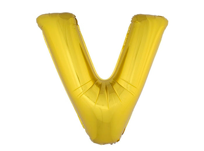 ballon lettre v en aluminium 1m or