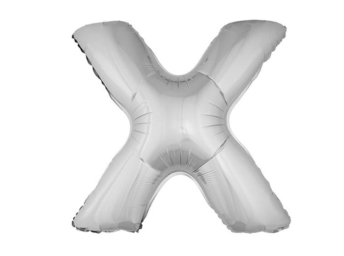 ballon lettre x en aluminium 1m argent