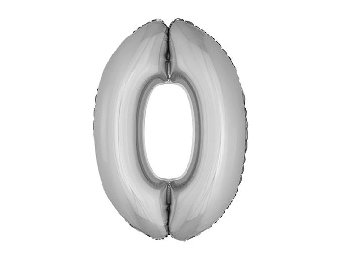ballon chiffre 0 en aluminium argent 1m