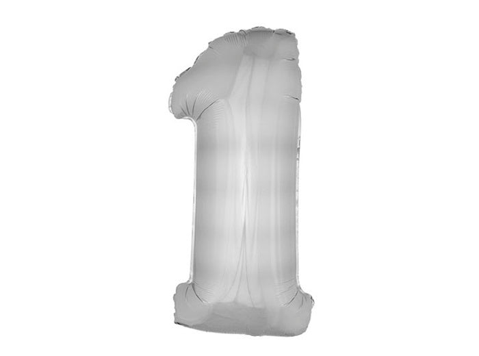 ballon chiffre 1 en aluminium argent 1m