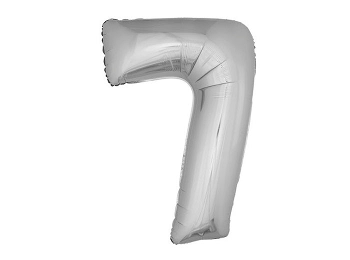 ballon chiffre 7 en aluminium argent 1m