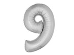 ballon chiffre 9 en aluminium argent 1m
