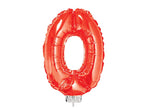 ballon chiffre 0 en aluminium avec bâton rouge 40cm