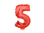 ballon chiffre 5 en aluminium avec bâton rouge 40cm