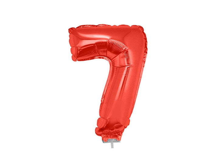 ballon chiffre 7 en aluminium avec bâton rouge 40cm