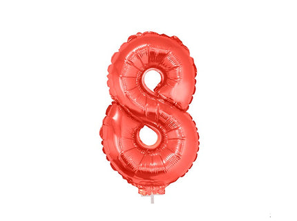 ballon chiffre 8 en aluminium avec bâton rouge 40cm