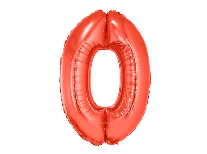 ballon chiffre 0 en aluminium rouge 1m