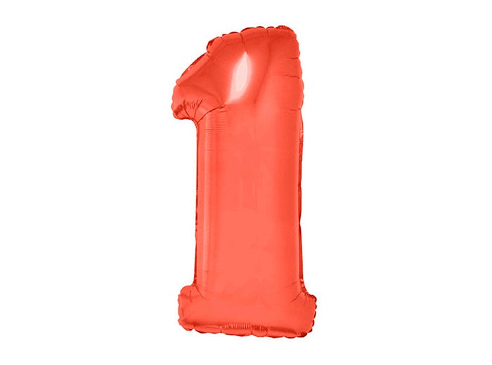 ballon chiffre 1 en aluminium rouge 1m