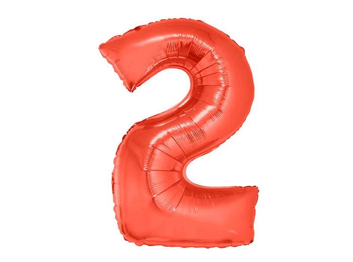 ballon chiffre 2 en aluminium rouge 1m
