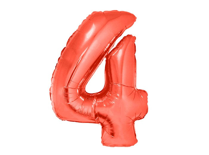 ballon chiffre 4 en aluminium rouge 1m