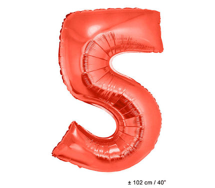 ballon chiffre 5 en aluminium rouge 1m