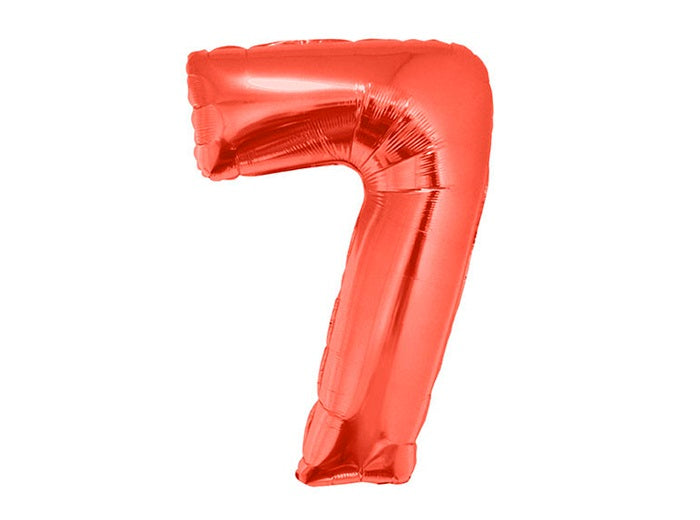 ballon chiffre 7 en aluminium rouge 1m