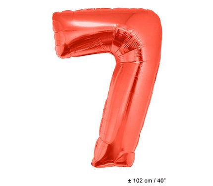 ballon chiffre 7 en aluminium rouge 1m