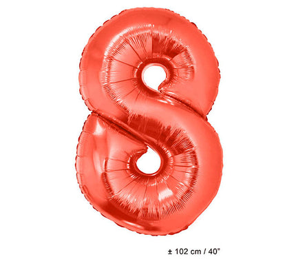 ballon chiffre 8 en aluminium rouge 1m