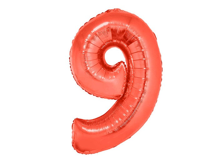 ballon chiffre 9 en aluminium rouge 1m