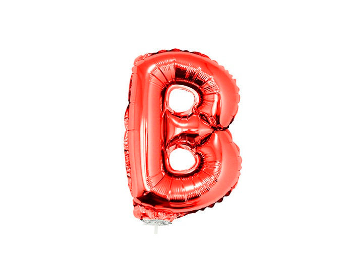 ballon lettre b en aluminium avec bâton 41cm rouge