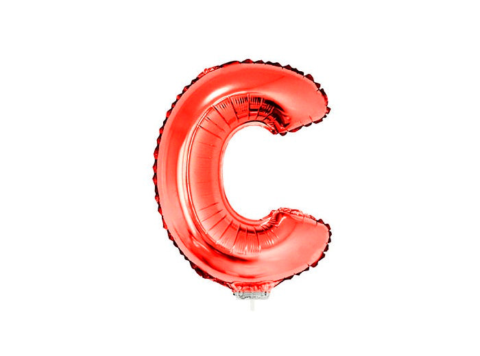 ballon lettre c en aluminium avec bâton 41cm rouge