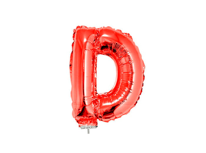 ballon lettre d en aluminium avec bâton 41cm rouge