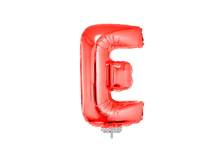 ballon lettre e en aluminium avec bâton 41cm rouge