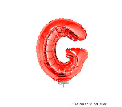 ballon lettre g en aluminium avec bâton 41cm rouge