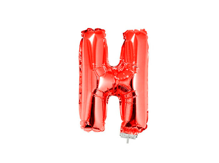 ballon lettre h en aluminium avec bâton 41cm rouge