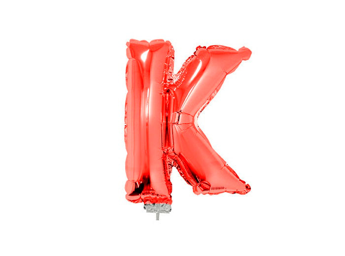 ballon lettre k en aluminium avec bâton 41cm rouge