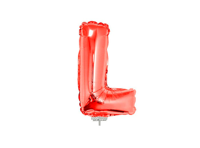 ballon lettre l en aluminium avec bâton 41cm rouge