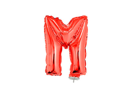 ballon lettre m en aluminium avec bâton 41cm rouge