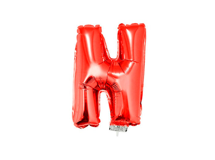 ballon lettre n en aluminium avec bâton 41cm rouge