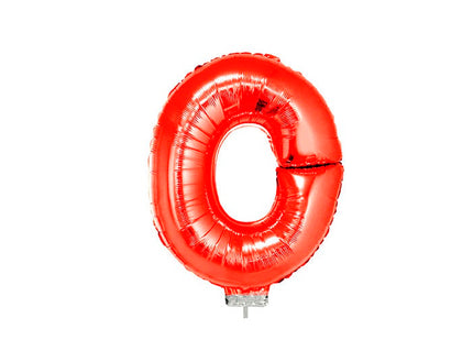 ballon lettre o en aluminium avec bâton 41cm rouge