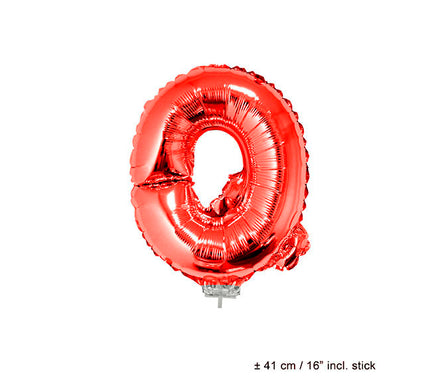 ballon lettre q en aluminium avec bâton 41cm rouge