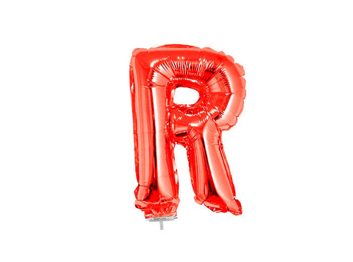 ballon lettre r en aluminium avec bâton 41cm rouge