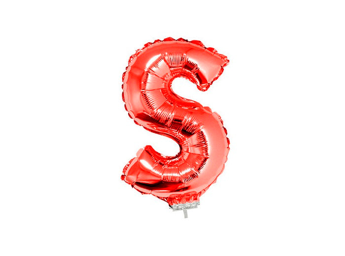 ballon lettre s en aluminium avec bâton 41cm rouge