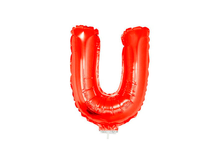 ballon lettre u en aluminium avec bâton 41cm rouge